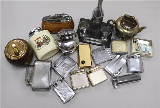 An Art Deco desk striker, other lighters, etc.